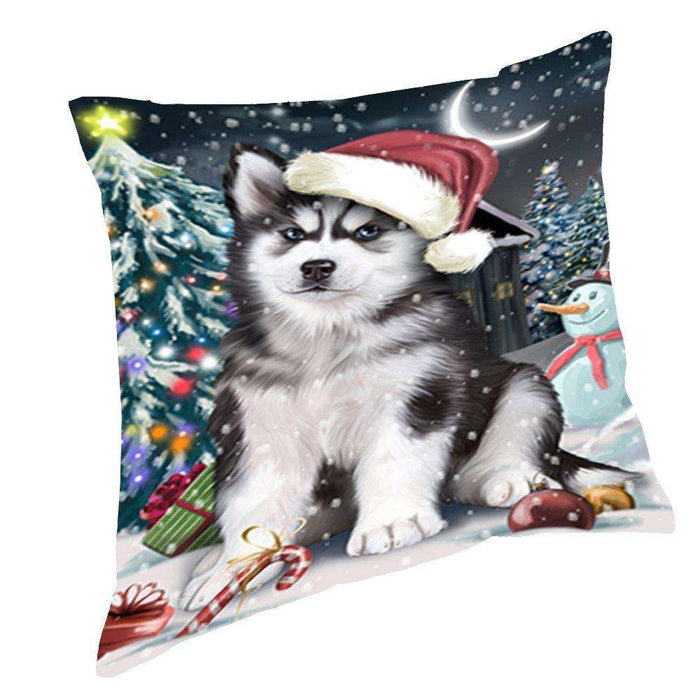 Have a Holly Jolly Christmas Happy Holidays Husky Dog Throw Pillow PIL452