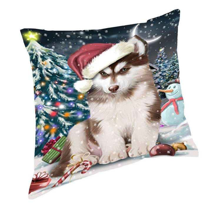 Have a Holly Jolly Christmas Happy Holidays Husky Dog Throw Pillow PIL460
