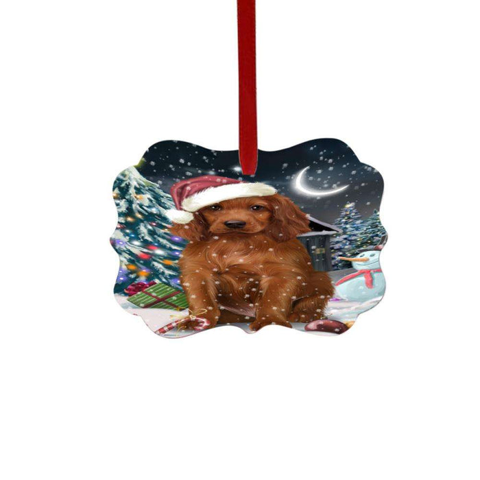 Have a Holly Jolly Christmas Happy Holidays Irish Red Setter Dog Double-Sided Photo Benelux Christmas Ornament LOR48293
