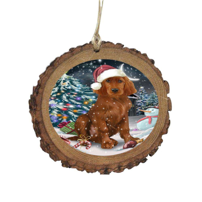Have a Holly Jolly Christmas Happy Holidays Irish Red Setter Dog Wooden Christmas Ornament WOR48292