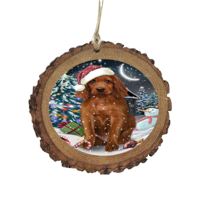 Have a Holly Jolly Christmas Happy Holidays Irish Red Setter Dog Wooden Christmas Ornament WOR48293