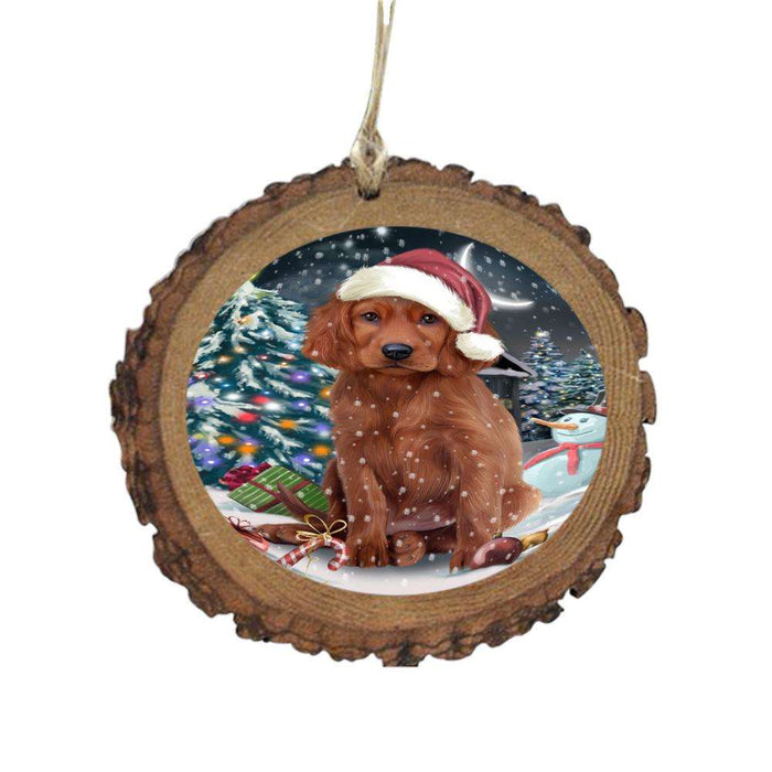 Have a Holly Jolly Christmas Happy Holidays Irish Red Setter Dog Wooden Christmas Ornament WOR48294