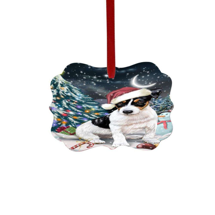 Have a Holly Jolly Christmas Happy Holidays Jack Russell Dog Double-Sided Photo Benelux Christmas Ornament LOR48296