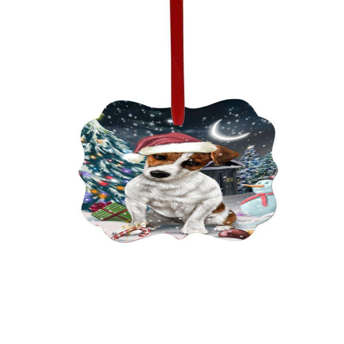 Have a Holly Jolly Christmas Happy Holidays Jack Russell Dog Double-Sided Photo Benelux Christmas Ornament LOR48297