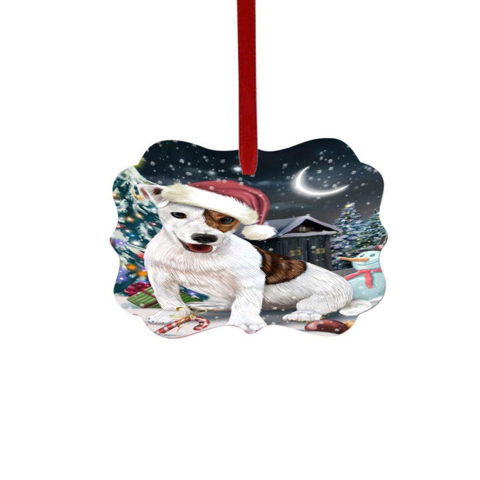 Have a Holly Jolly Christmas Happy Holidays Jack Russell Dog Double-Sided Photo Benelux Christmas Ornament LOR48298