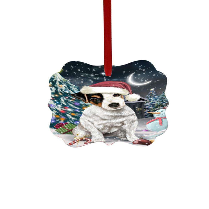 Have a Holly Jolly Christmas Happy Holidays Jack Russell Dog Double-Sided Photo Benelux Christmas Ornament LOR48299