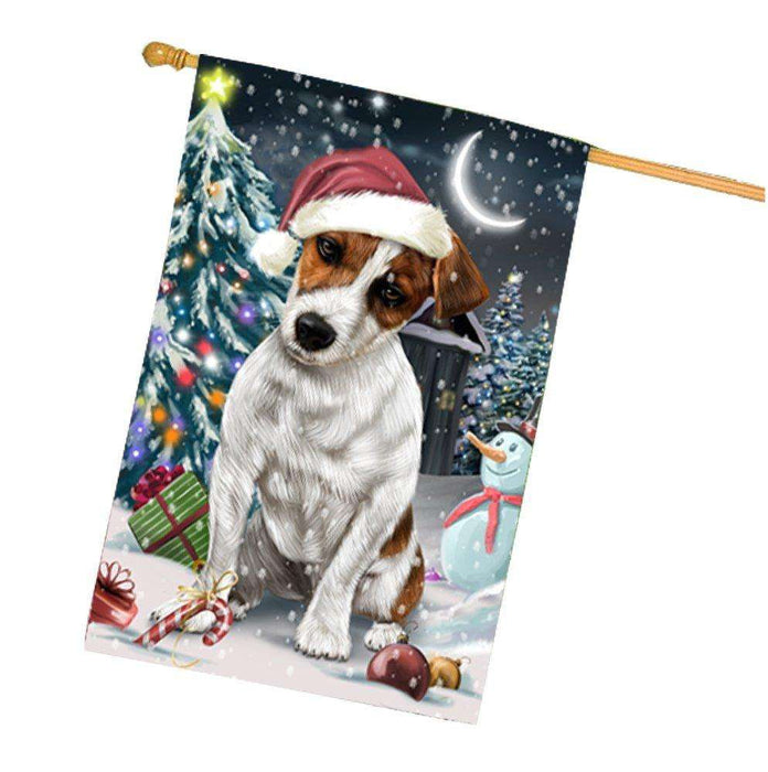 Have a Holly Jolly Christmas Happy Holidays Jack Russell Dog House Flag HFLG285