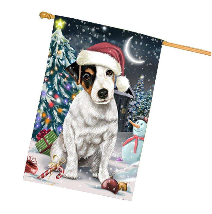 Have a Holly Jolly Christmas Happy Holidays Jack Russell Dog House Flag HFLG287