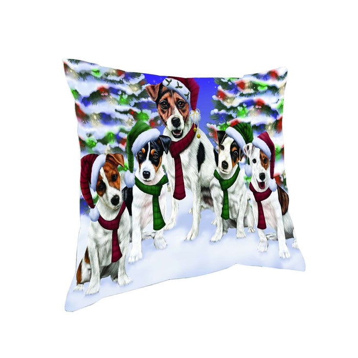 Have a Holly Jolly Christmas Happy Holidays Jack Russell Dog Throw Pillow PIL1688