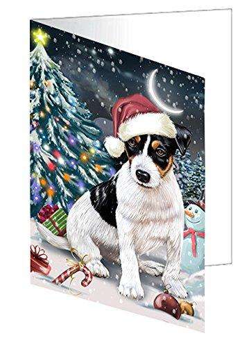 Have a Holly Jolly Christmas Happy Holidays Jack Russell Terrier Dog Handmade Artwork Assorted Pets Greeting Cards and Note Cards with Envelopes for All Occasions and Holiday Seasons GCD2805