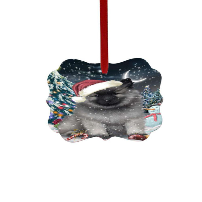 Have a Holly Jolly Christmas Happy Holidays Keeshond Dog Double-Sided Photo Benelux Christmas Ornament LOR48300