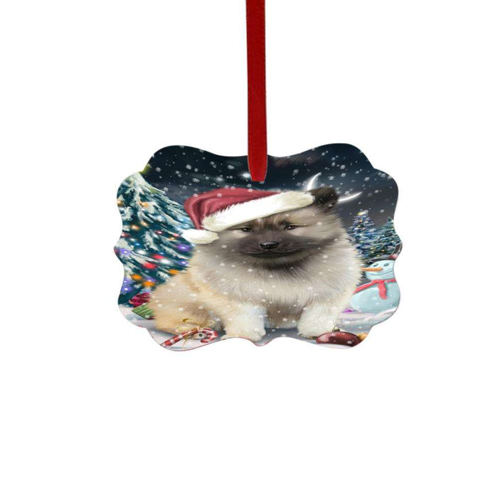 Have a Holly Jolly Christmas Happy Holidays Keeshond Dog Double-Sided Photo Benelux Christmas Ornament LOR48301