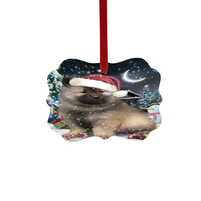 Have a Holly Jolly Christmas Happy Holidays Keeshond Dog Double-Sided Photo Benelux Christmas Ornament LOR48302