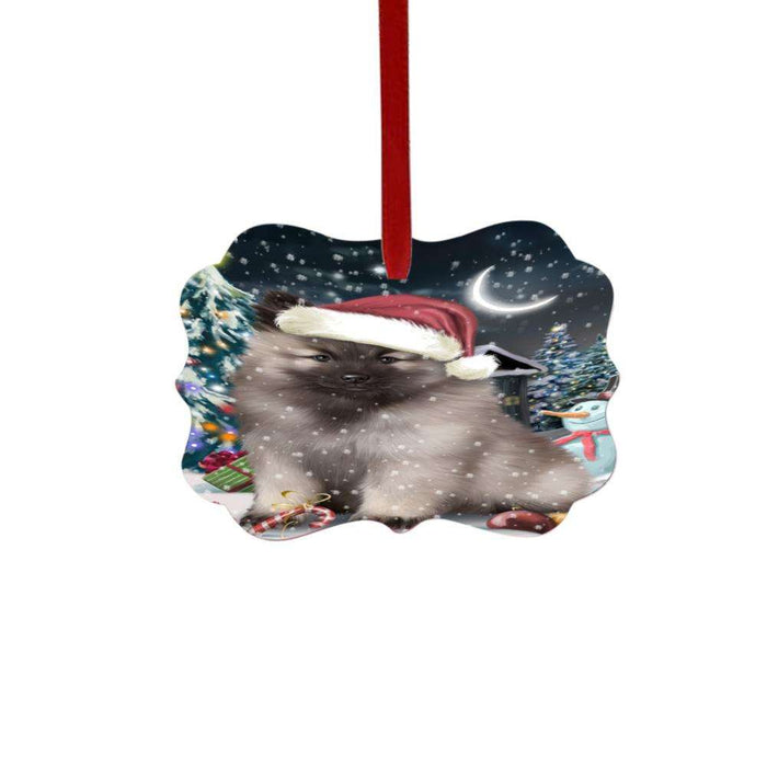 Have a Holly Jolly Christmas Happy Holidays Keeshond Dog Double-Sided Photo Benelux Christmas Ornament LOR48303