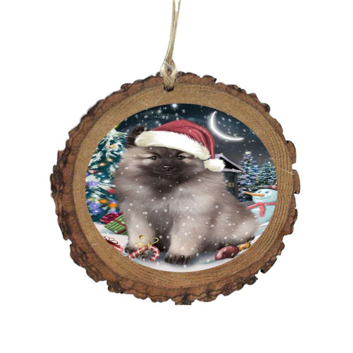 Have a Holly Jolly Christmas Happy Holidays Keeshond Dog Wooden Christmas Ornament WOR48303