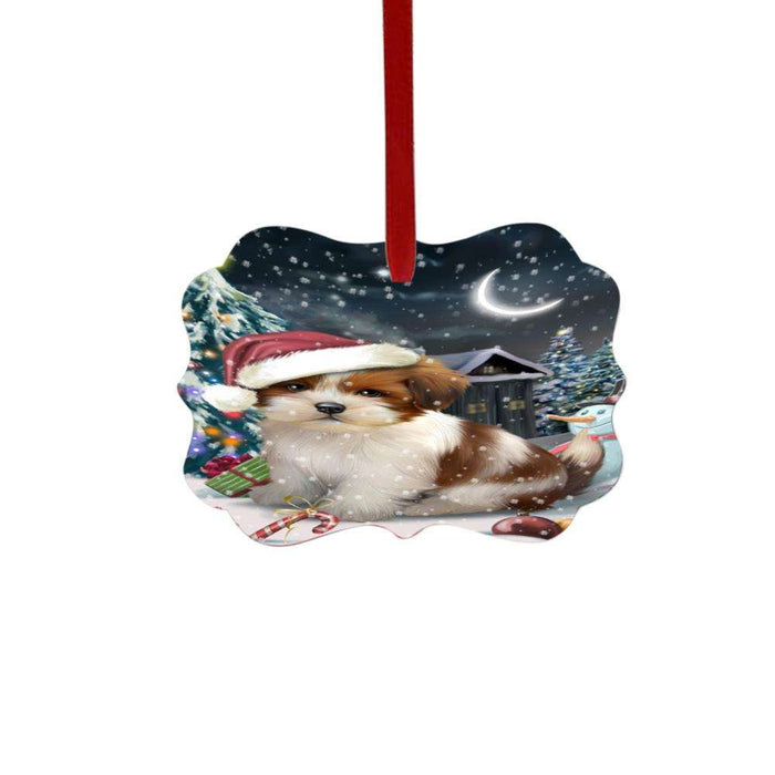 Have a Holly Jolly Christmas Happy Holidays Lhasa Apso Dog Double-Sided Photo Benelux Christmas Ornament LOR48171