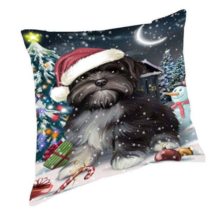 Have a Holly Jolly Christmas Happy Holidays Lhasa Apso Dog Throw Pillow PIL472