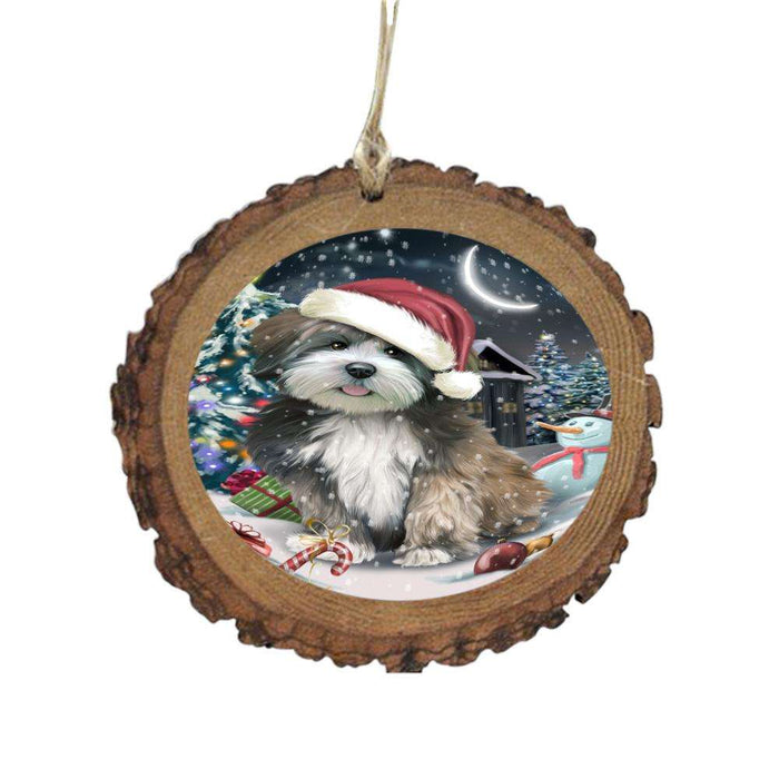 Have a Holly Jolly Christmas Happy Holidays Lhasa Apso Dog Wooden Christmas Ornament WOR48169