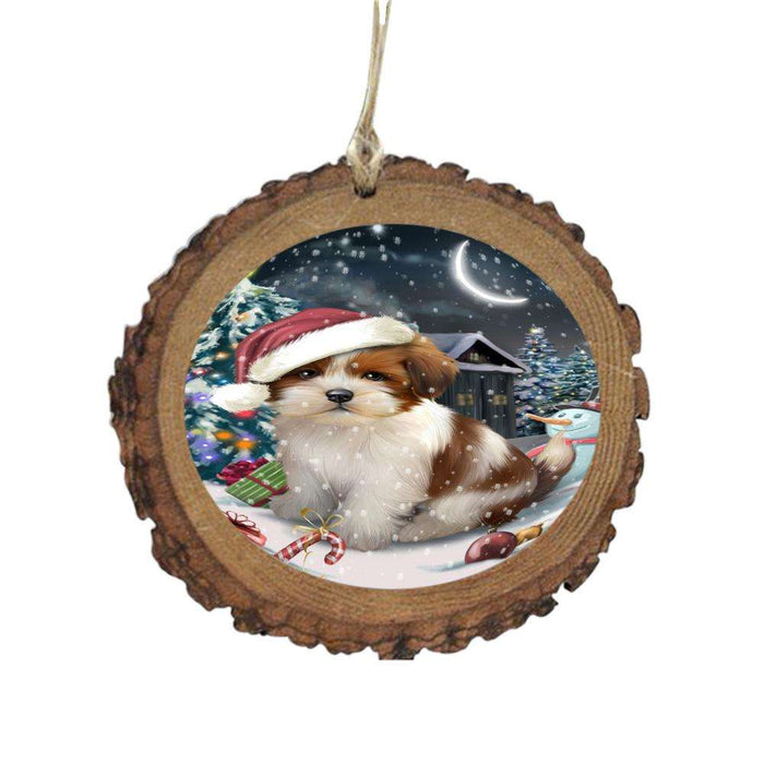 Have a Holly Jolly Christmas Happy Holidays Lhasa Apso Dog Wooden Christmas Ornament WOR48171