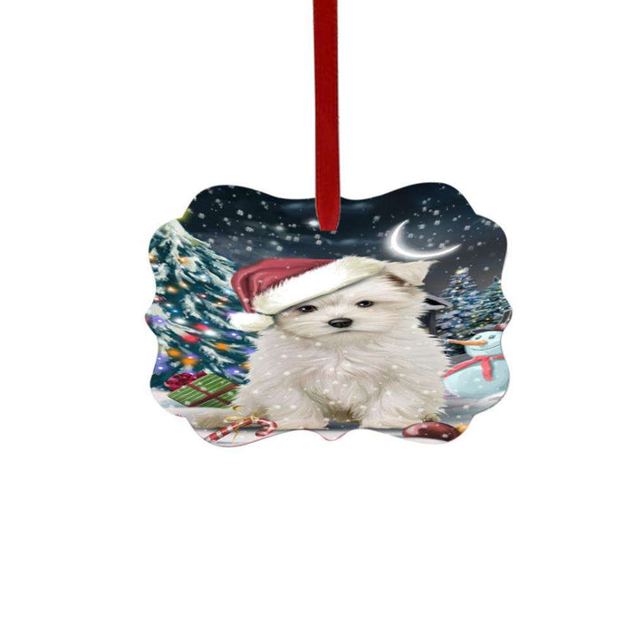 Have a Holly Jolly Christmas Happy Holidays Maltese Dog Double-Sided Photo Benelux Christmas Ornament LOR48173