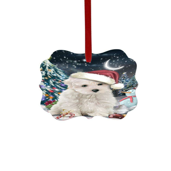 Have a Holly Jolly Christmas Happy Holidays Maltese Dog Double-Sided Photo Benelux Christmas Ornament LOR48175