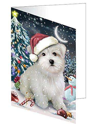 Have a Holly Jolly Christmas Happy Holidays Maltese Dog Handmade Artwork Assorted Pets Greeting Cards and Note Cards with Envelopes for All Occasions and Holiday Seasons GCD510