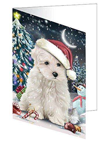 Have a Holly Jolly Christmas Happy Holidays Maltese Dog Handmade Artwork Assorted Pets Greeting Cards and Note Cards with Envelopes for All Occasions and Holiday Seasons GCD525