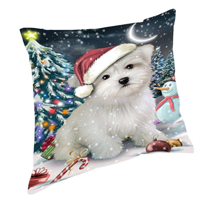 Have a Holly Jolly Christmas Happy Holidays Maltese Dog Throw Pillow PIL480