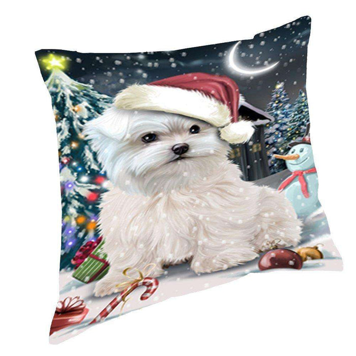 Have a Holly Jolly Christmas Happy Holidays Maltese Dog Throw Pillow PIL488