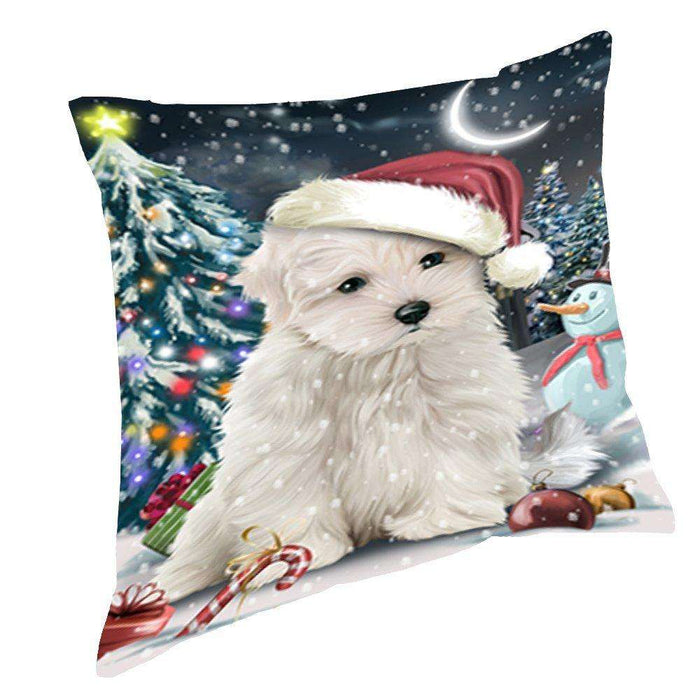 Have a Holly Jolly Christmas Happy Holidays Maltese Dog Throw Pillow PIL492