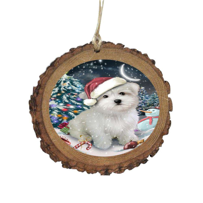Have a Holly Jolly Christmas Happy Holidays Maltese Dog Wooden Christmas Ornament WOR48172