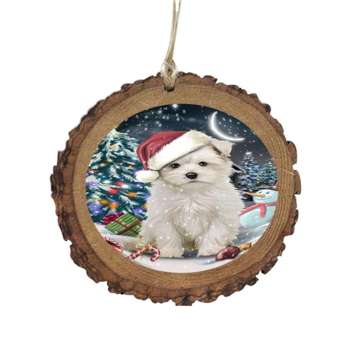 Have a Holly Jolly Christmas Happy Holidays Maltese Dog Wooden Christmas Ornament WOR48173