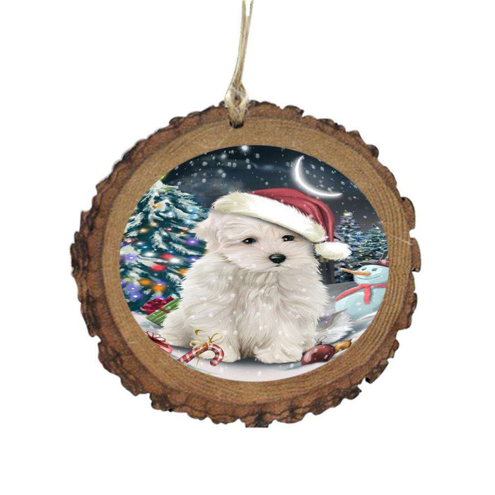 Have a Holly Jolly Christmas Happy Holidays Maltese Dog Wooden Christmas Ornament WOR48175
