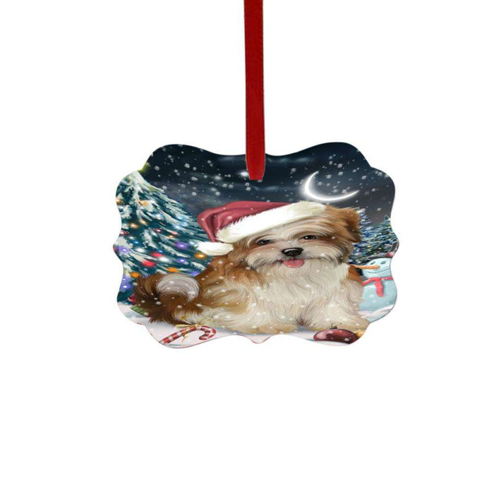 Have a Holly Jolly Christmas Happy Holidays Malti Tzu Dog Double-Sided Photo Benelux Christmas Ornament LOR48308
