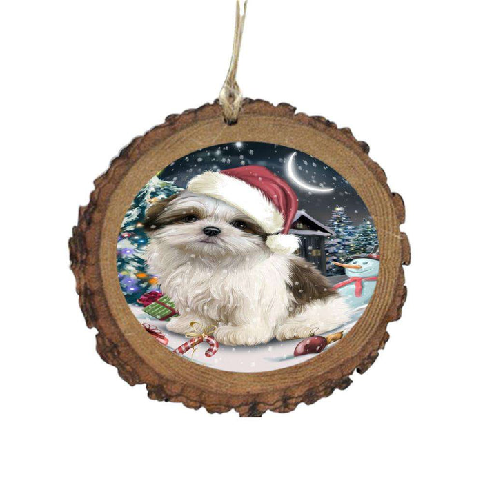 Have a Holly Jolly Christmas Happy Holidays Malti Tzu Dog Wooden Christmas Ornament WOR48309