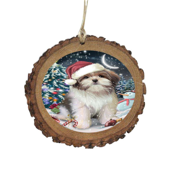 Have a Holly Jolly Christmas Happy Holidays Malti Tzu Dog Wooden Christmas Ornament WOR48310
