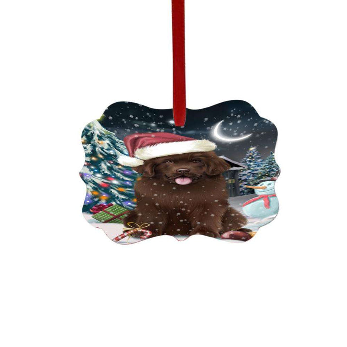 Have a Holly Jolly Christmas Happy Holidays Newfoundland Dog Double-Sided Photo Benelux Christmas Ornament LOR48327