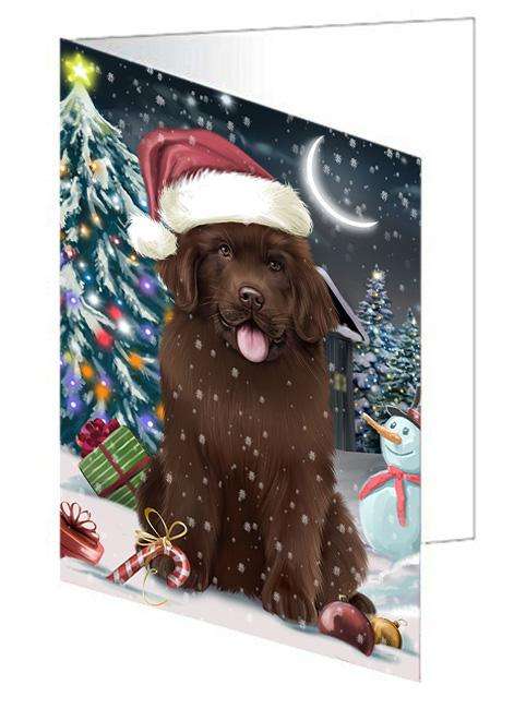 Have a Holly Jolly Christmas Happy Holidays Newfoundland Dog Handmade Artwork Assorted Pets Greeting Cards and Note Cards with Envelopes for All Occasions and Holiday Seasons GCD66761