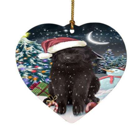 Have a Holly Jolly Christmas Happy Holidays Newfoundland Dog Heart Christmas Ornament HPOR54242