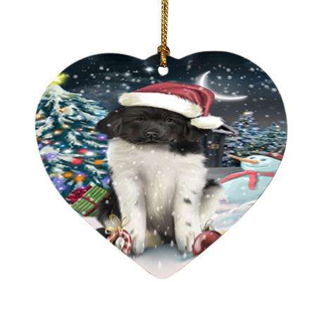 Have a Holly Jolly Christmas Happy Holidays Newfoundland Dog Heart Christmas Ornament HPOR54243