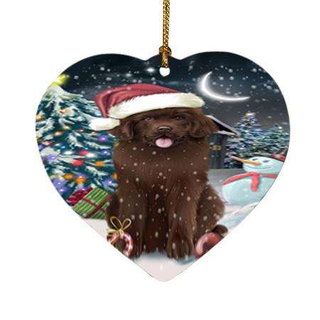 Have a Holly Jolly Christmas Happy Holidays Newfoundland Dog Heart Christmas Ornament HPOR54244