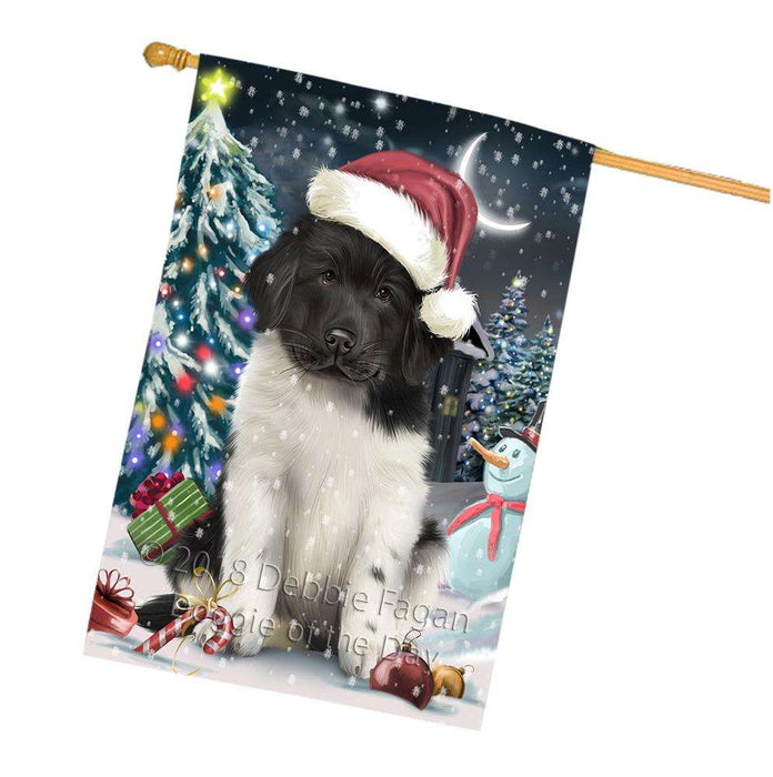 Have a Holly Jolly Christmas Happy Holidays Newfoundland Dog House Flag FLG54441