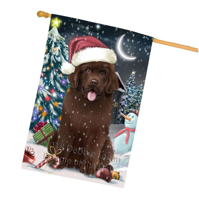 Have a Holly Jolly Christmas Happy Holidays Newfoundland Dog House Flag FLG54442