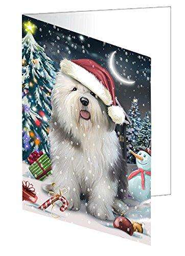 Have a Holly Jolly Christmas Happy Holidays Old English Sheepdog Dog Handmade Artwork Assorted Pets Greeting Cards and Note Cards with Envelopes for All Occasions and Holiday Seasons GCD545