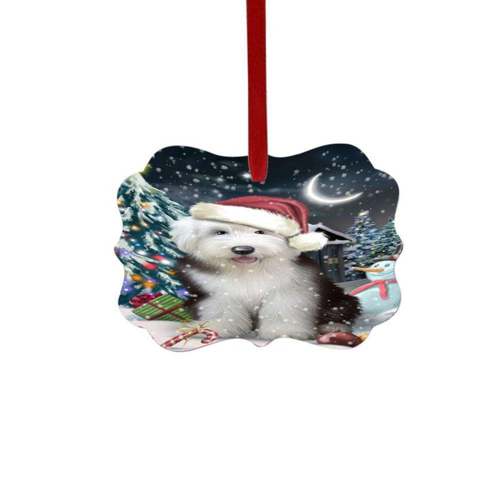 Have a Holly Jolly Christmas Happy Holidays Old English Sheepdog Double-Sided Photo Benelux Christmas Ornament LOR48177
