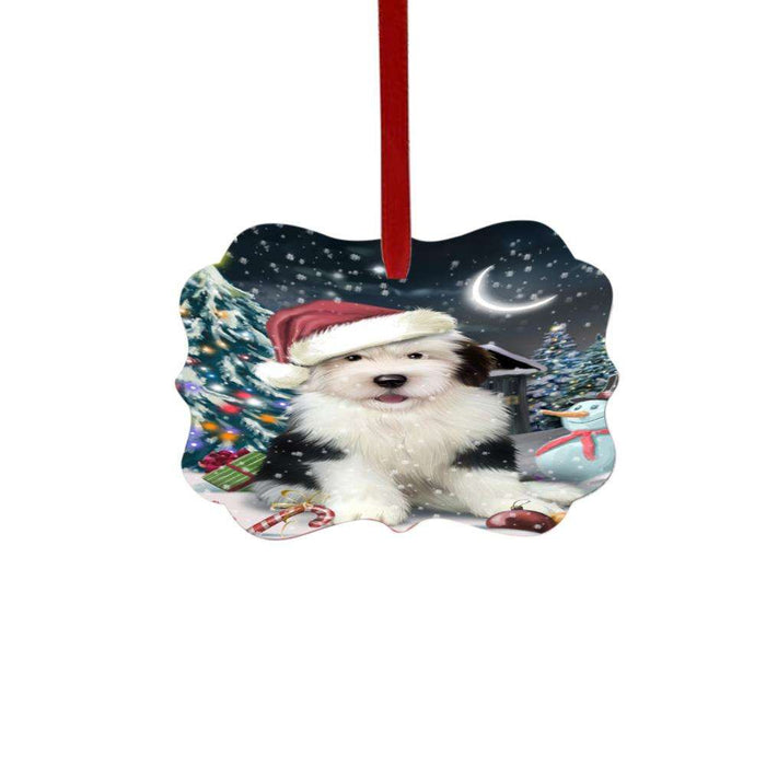Have a Holly Jolly Christmas Happy Holidays Old English Sheepdog Double-Sided Photo Benelux Christmas Ornament LOR48178