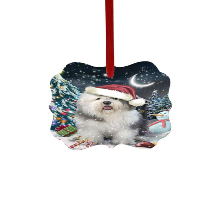 Have a Holly Jolly Christmas Happy Holidays Old English Sheepdog Double-Sided Photo Benelux Christmas Ornament LOR48179
