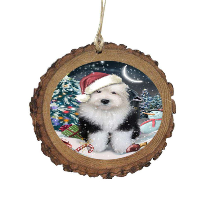Have a Holly Jolly Christmas Happy Holidays Old English Sheepdog Wooden Christmas Ornament WOR48176