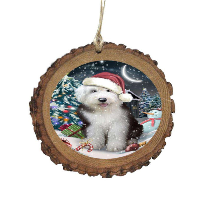 Have a Holly Jolly Christmas Happy Holidays Old English Sheepdog Wooden Christmas Ornament WOR48177