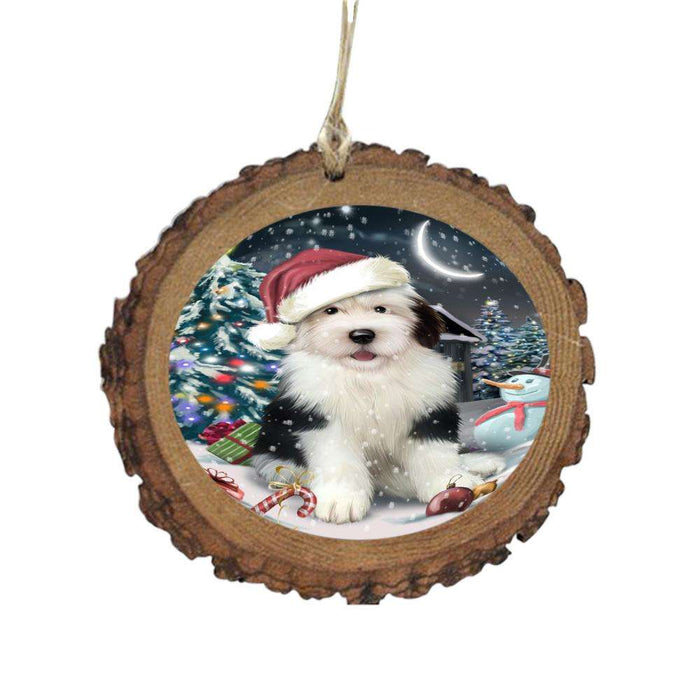 Have a Holly Jolly Christmas Happy Holidays Old English Sheepdog Wooden Christmas Ornament WOR48178